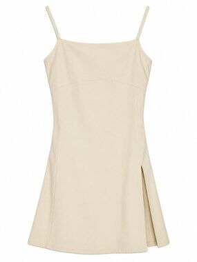 Well Being Butter Yellow Mini Dress Size XS Spaghetti Strap Side Slit A-Line